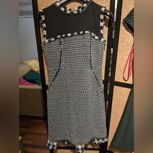 Tory Burch Black and White Strapless Tweed Dress